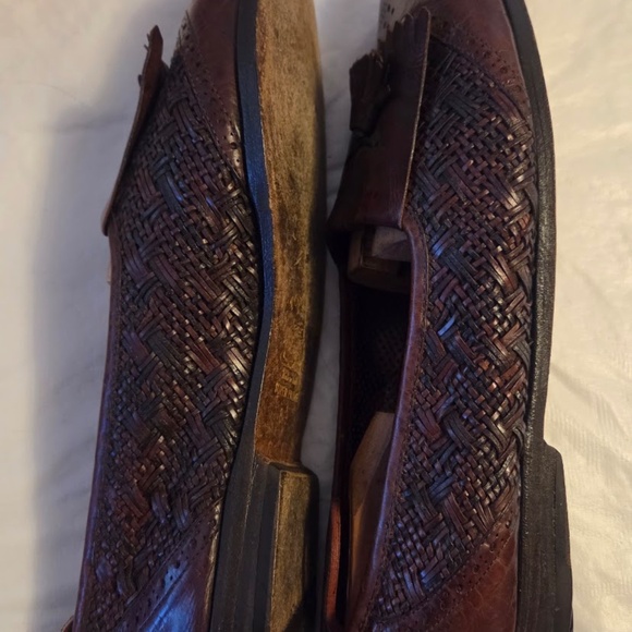 Vintage Bragano Cole Haan Men’s Italian Woven Leather Tassel Loafer size 10 - Picture 5 of 8